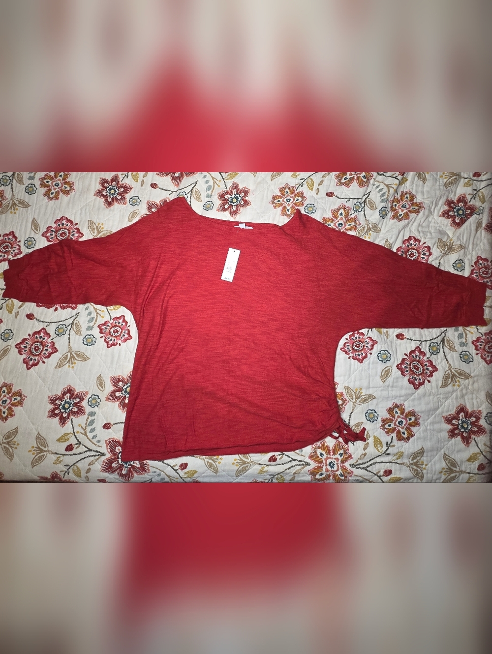 NWT New York Company ¾ sleeve, lightweight sweater with side ruching, size XL